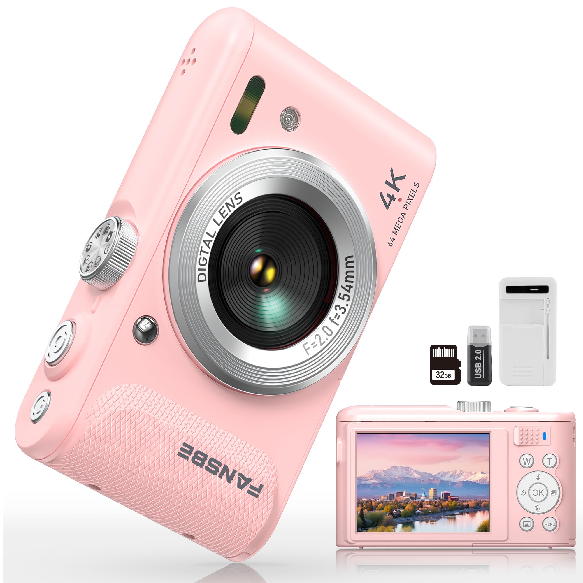 Digital Camera, 4K Vlogging Camera with 64MP, Digital Point and Shoot Cameras with 18X Zoom, Anti-Shake, Mode Dial, 32GB SD Card, Card Reader-picture-15