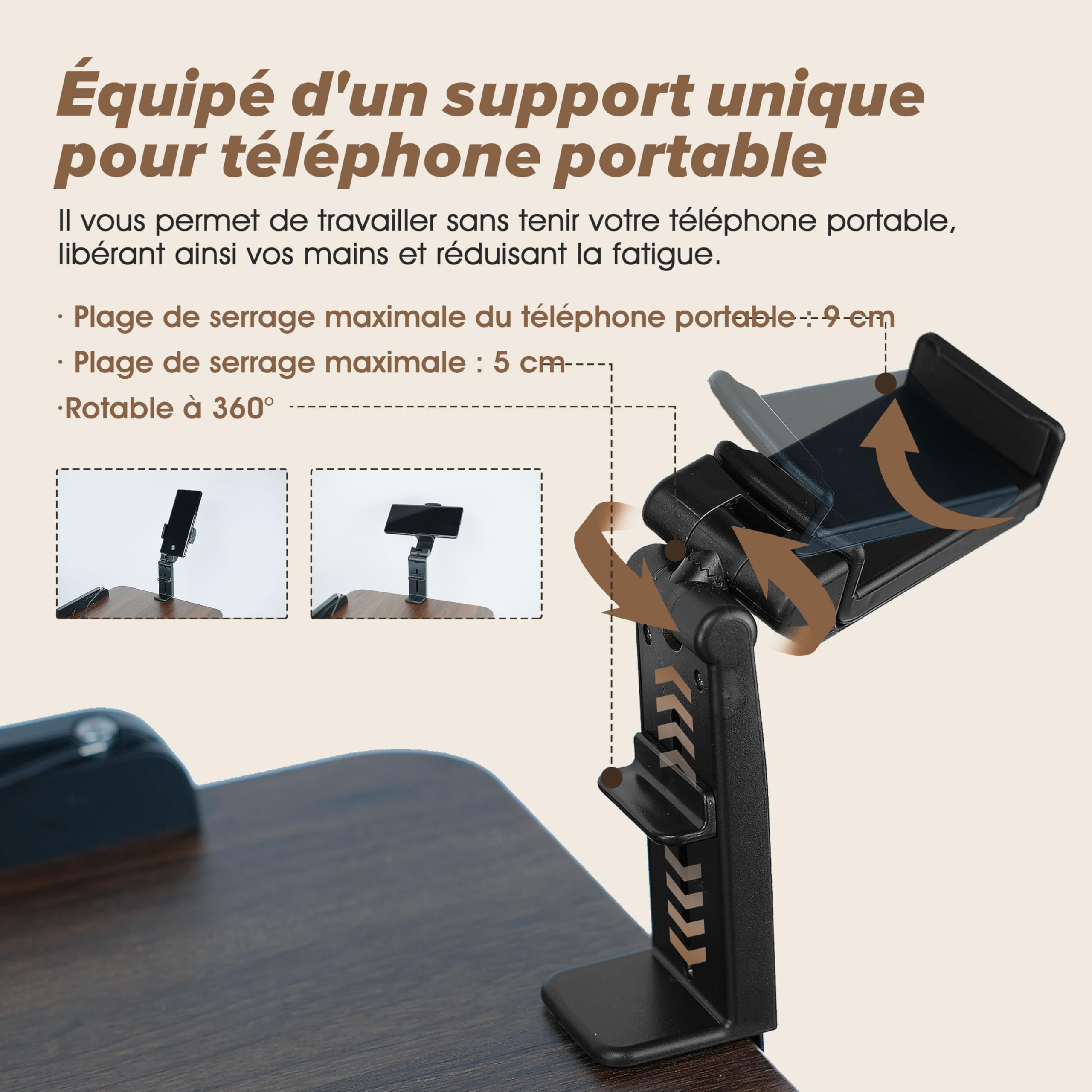Support de livre réglable 2 en 1 pour la lecture, double usage pour bureau et sol, pupitre avec plateau et pinces élastiques pour partitions, recettes, tablette, hauteur réglable de 23,5 à 52 pouces