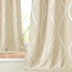 NICETOWN Grey Blackout Curtains 2 Panels - Microfiber Noise Reducing Thermal Insulated Wave Line Foil Print Design Bedroom Curtains for Sliding Glass Door (2 Panels,52W x 84L Inch)