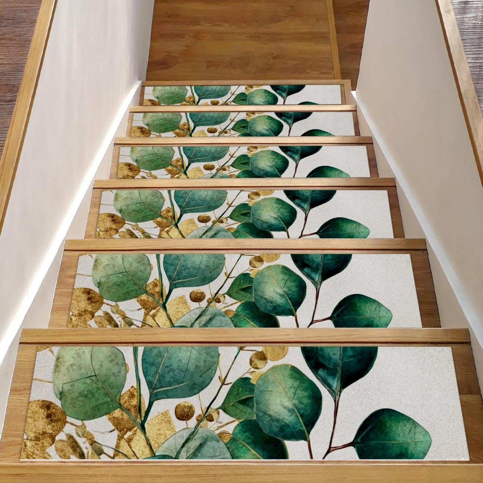 Tapis d'escalier en bois feuilles d'eucalyptus | Élégance et sécurité