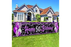 Purple 50th Birthday Decorations for Women, Black Purple Silver Happy 50th Birthday...