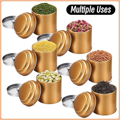 Miniatura 10 de Meanplan 12 recipientes de té con tapa doble hermética, caja redonda de lata de 8 onzas, recipiente pequeño de té de cocina, recipientes de