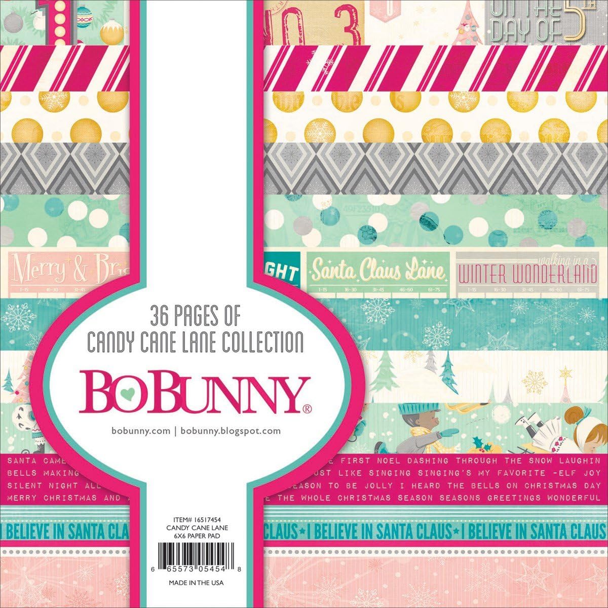 Bo Bunny Candy Cane Lane Paper Pad 6"X6" 36/Sheets