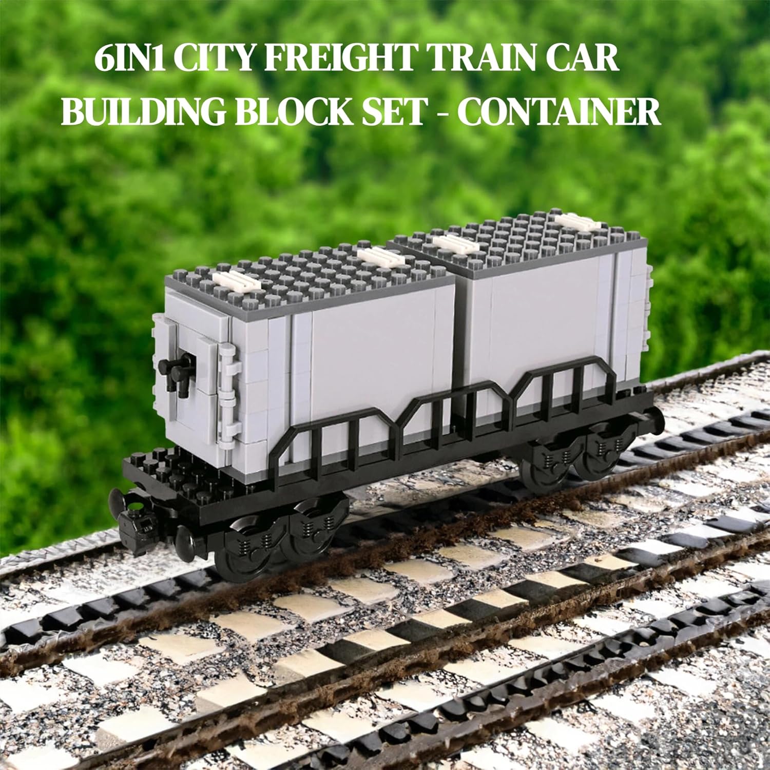 6IN1 City Freight Train Car Building Set, DIY Cargo Train Toys for Teens and Adults, Compatible with LEGO Building Accessories, Modular Train Cargo Cars, DIY City Train Toy Kit, M8001