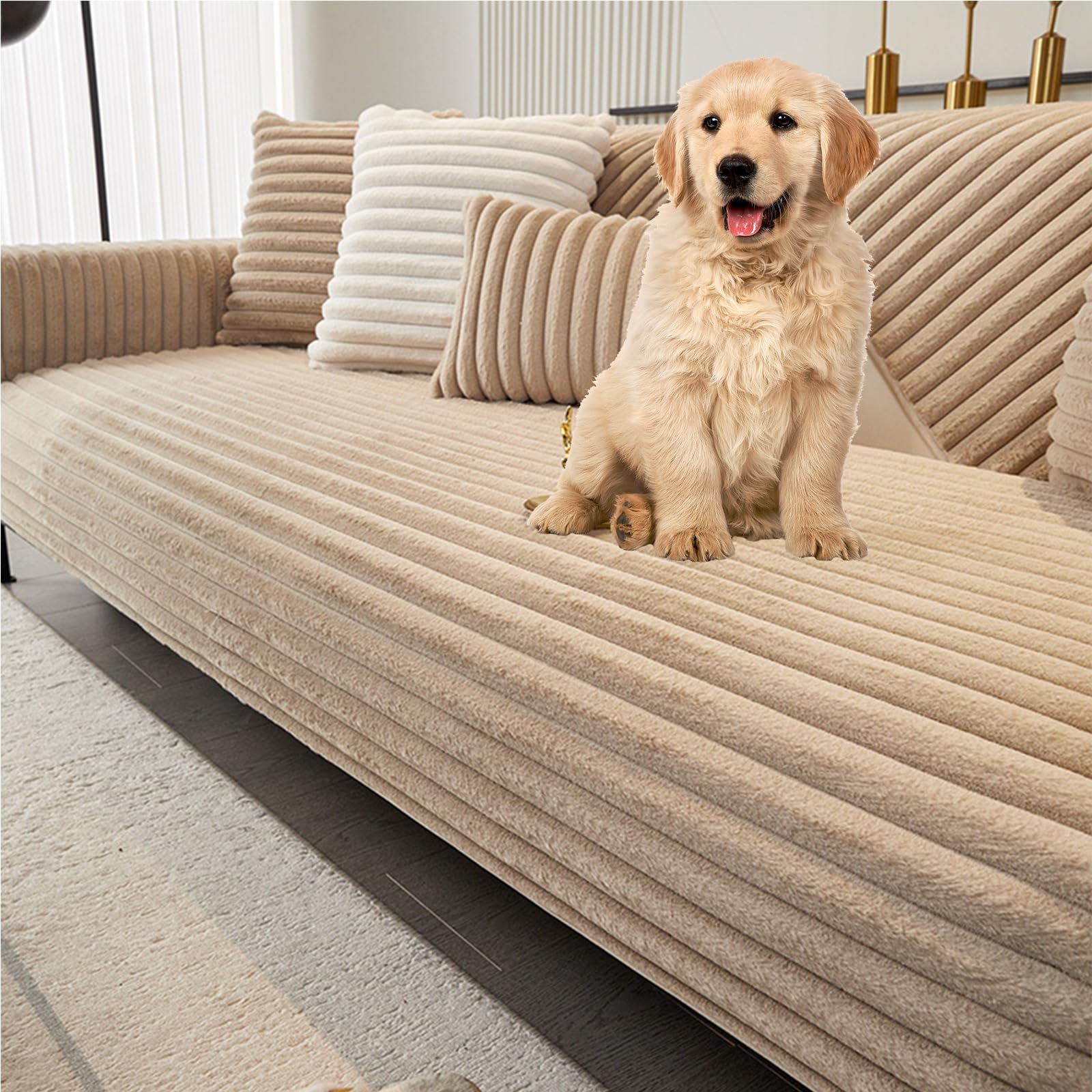 Tapis de canapé velours côtelé marron 90 cm matière noble antidérapante