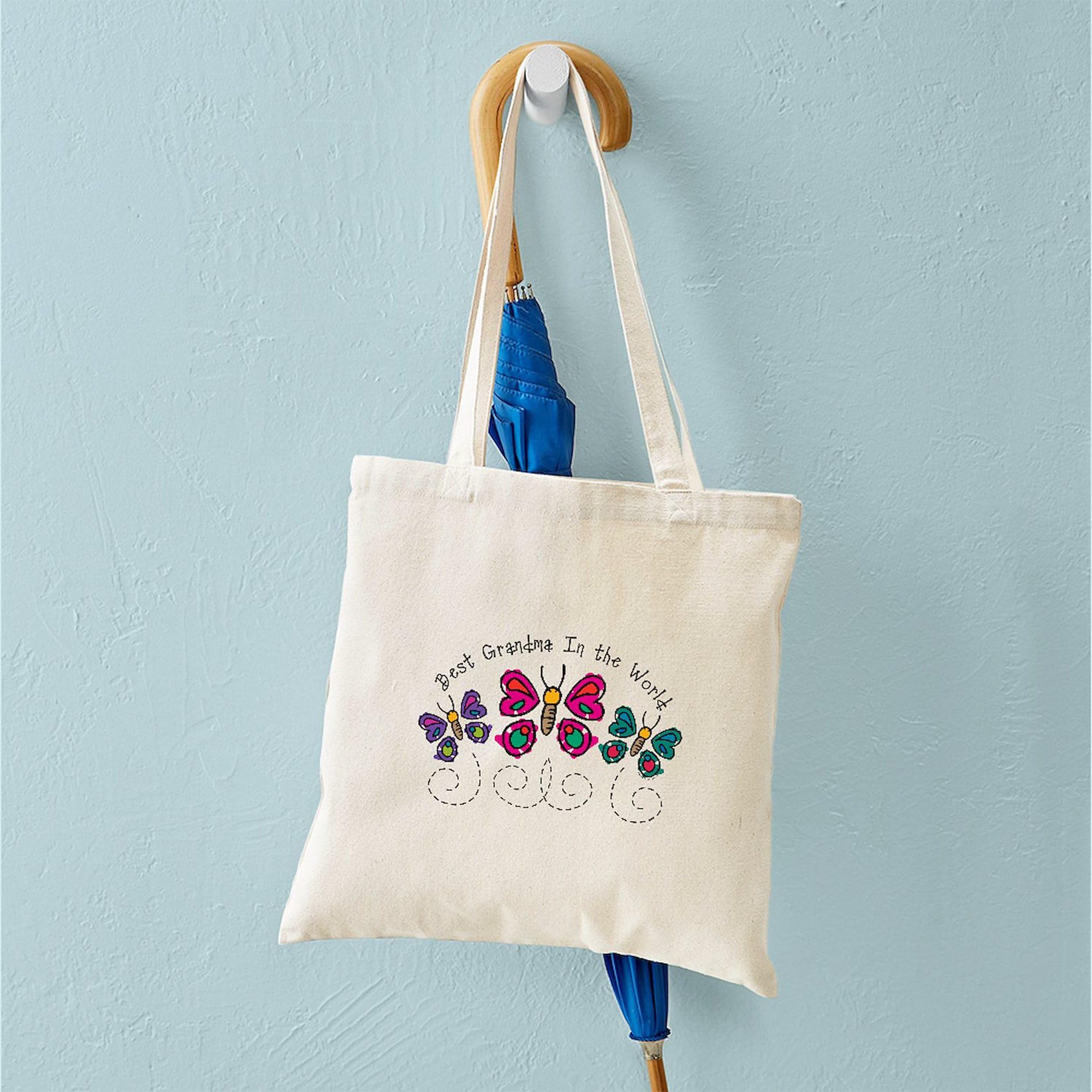 CafePress 'World's Best Nana' Butterflies Tote Bag - Natural Canvas Reusable Shopping Bag - View #9