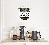 Vista 3 de Letrero decorativo para cafetería, decoración de pared de granja, de madera, redondo, retro, rústico, cafetería, decoración de estación de café