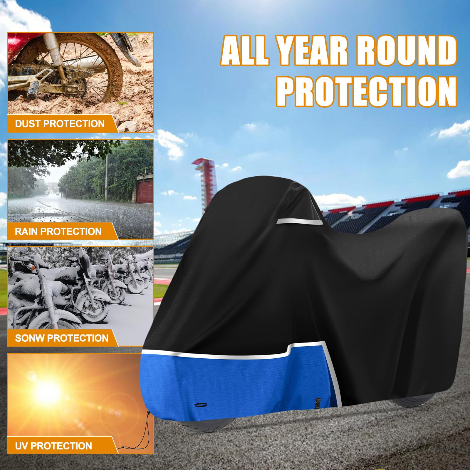Bâche de Protection pour BMW r1250gs r1300gs f650gs f750gs (avec Coffre), Tissu Oxford 420D Housse Protection Moto extérieur, Imperméable et résistante aux intempéries
