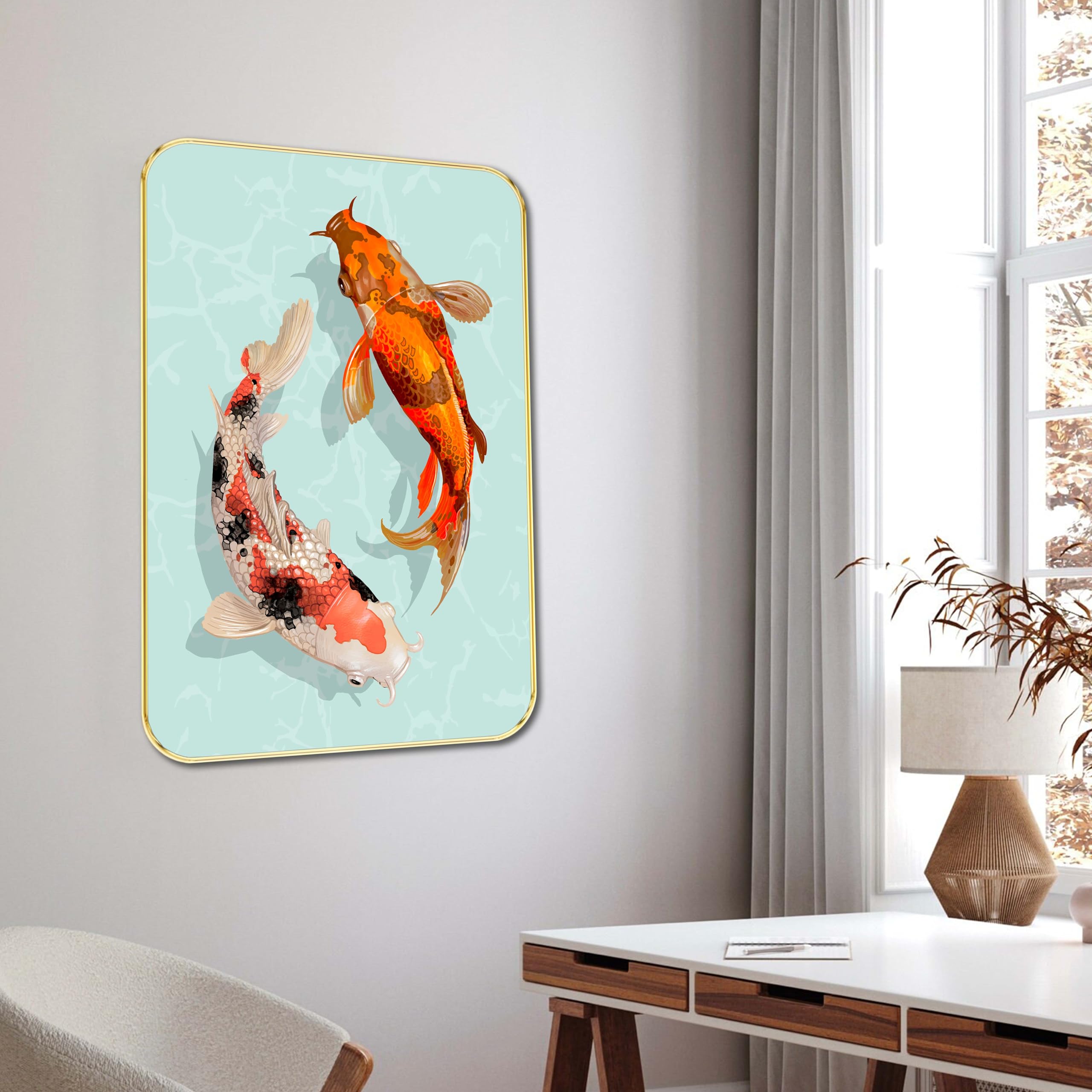  Selangor 壁掛け 金魚 蓮 Livin'luxe Japanese Koi Fish Wall Art | Feng Shui-Inspired Twin