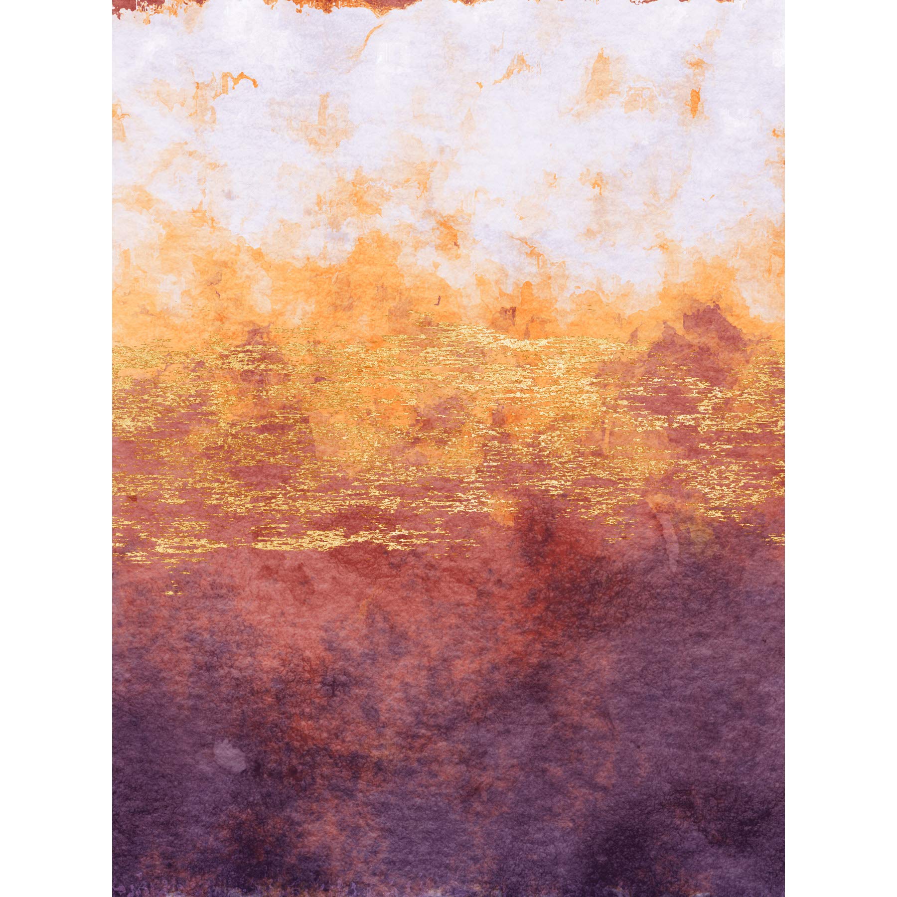 Wee Blue Coo Abstract Purple Yellow Gold Watercolour Large Art Print Poster Wall Decor