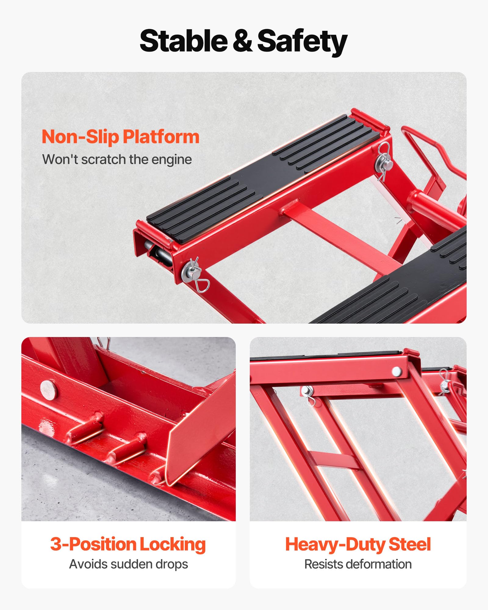 VEVOR Elevador Hidráulico de Motocicletas Capacidad de Carga de 680 kg, Plataforma Elevadora para Motocicletas con 4 Ruedas, Elevación de 115-385 mm, Soporte Estable para ATV, Talleres, Garajes