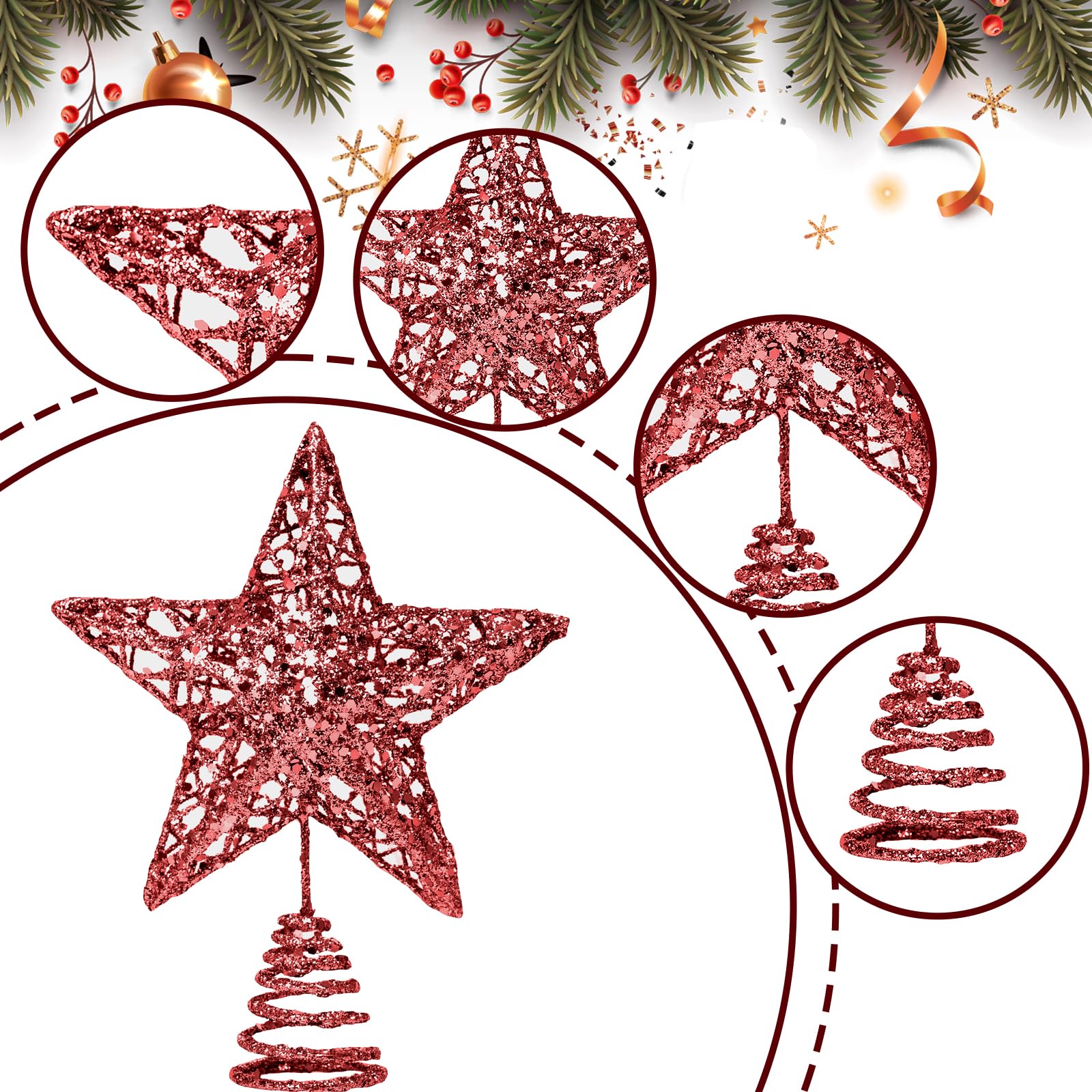 Decoratieve Sterren Zilveren Kerstboomversiering Met Glitter 18cm 8 St Decoratieve Sterren Zilveren Kerstboomversiering Met Glitter 18cm 8 St