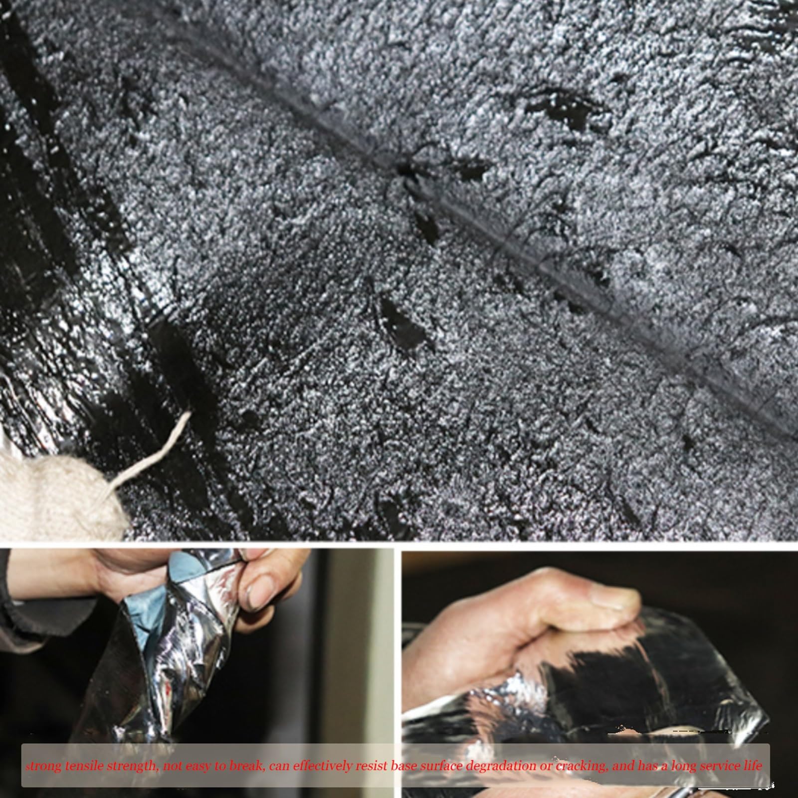 Cinta de sellado de butilo y aluminio, Negro Rollo Adhesivo de Tela Asfáltica，membrana for techos, cinta impermeable for techos,para Reparación Techos,Goteras,Grietas(THK1.2mm/W0.5*L5m)