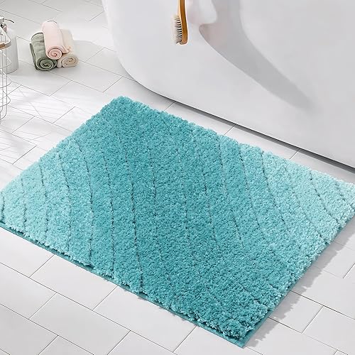 Miniatura 10 de DEXDE Tapete de baño de lujo, tapete de baño de microfibra esponjosa, extra suave y absorbente, antideslizante, tapete de baño para suelo de baño,