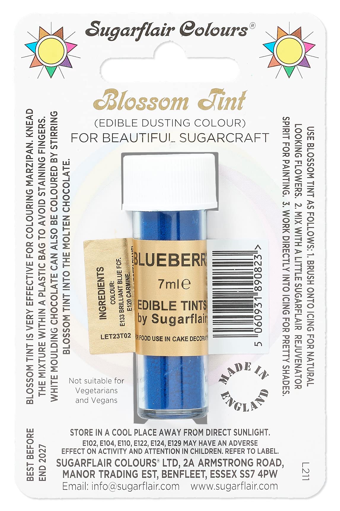 Sugarflair Blossom Tint Grape Violet Food Colouring and Dusting Powder, Matt Finish, Brush On or Mix with Rejuvenator Spirit to Create a One of A Kind Cake - 7ml — view 13
