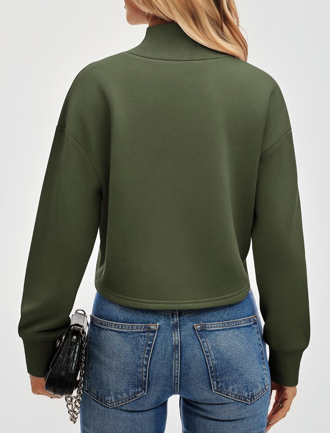 Womens Mock Neck Sweatshirts Fleece Lined Cropped Oversized Mockneck Pullover Sweatshirt Trendy Casual 2025 Fall