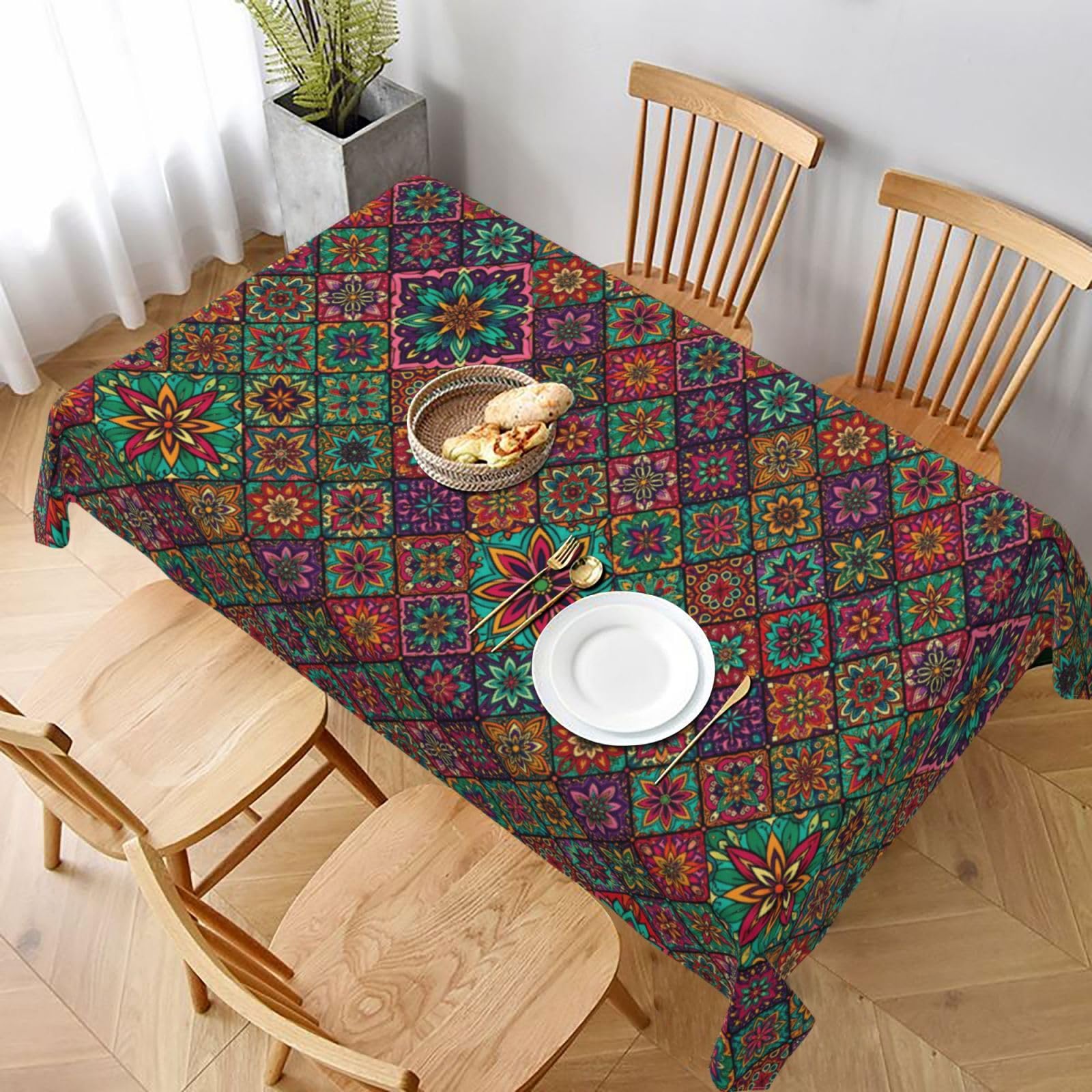 Photo 1 of ***STOCK IMAGE FOR REFERENCE***
mutakin Bohemian Tablecloth Rectangle Table Cloth Washable Geometric Table Cover for Decoration Kitchen Dining Room 60x90 Inch