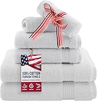 Vista 16 de American Veteran Towel, Paquete de 4 toallas de baño turcas 100% algodón para baño, 27 x 54 pulgadas, extra grandes, de secado suave, color azul