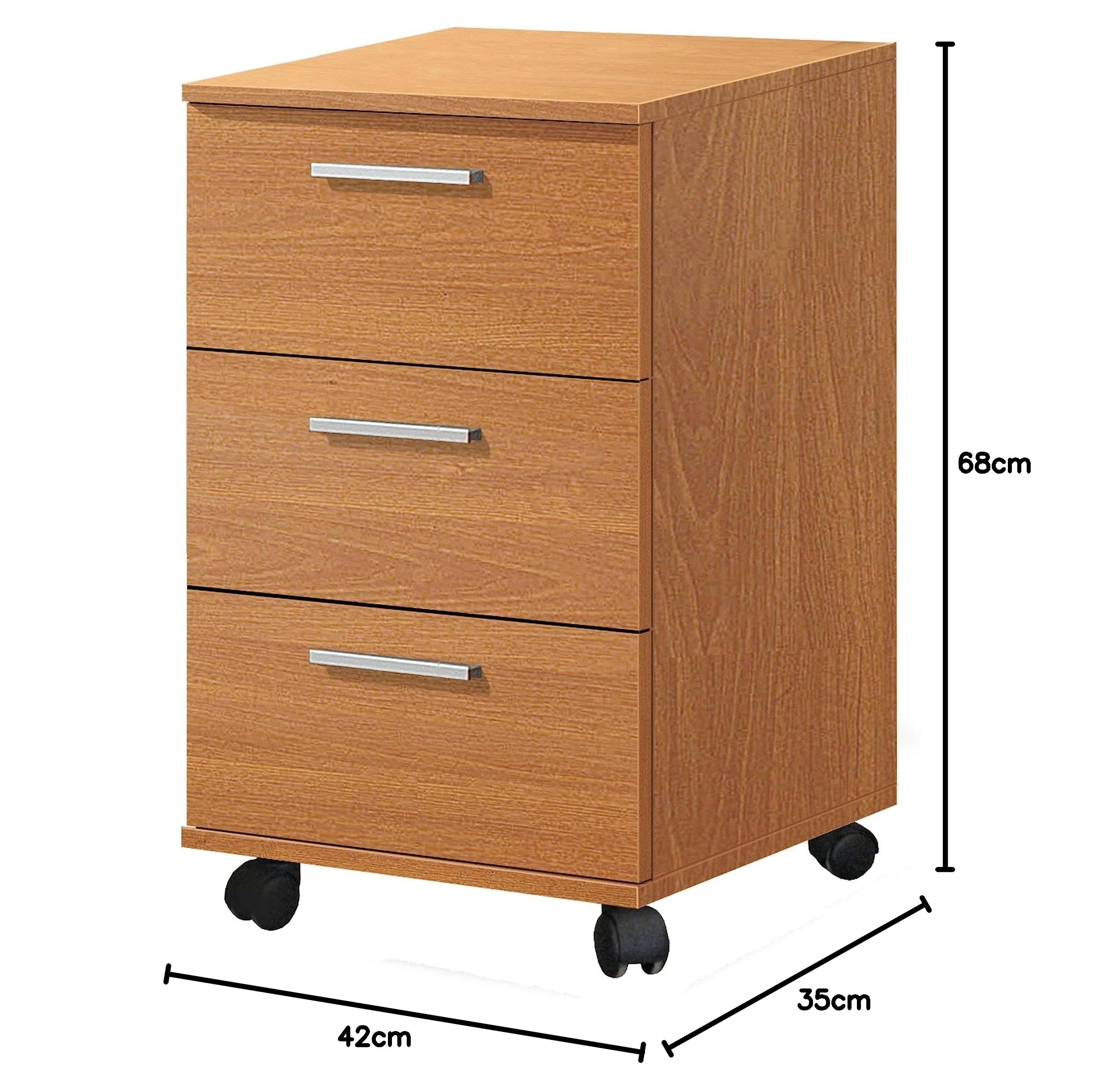 Miroytengo, cassettiera per camera da letto, ufficio, 3 cassetti, colore ciliegia, 42x68x35 cm, stile moderno