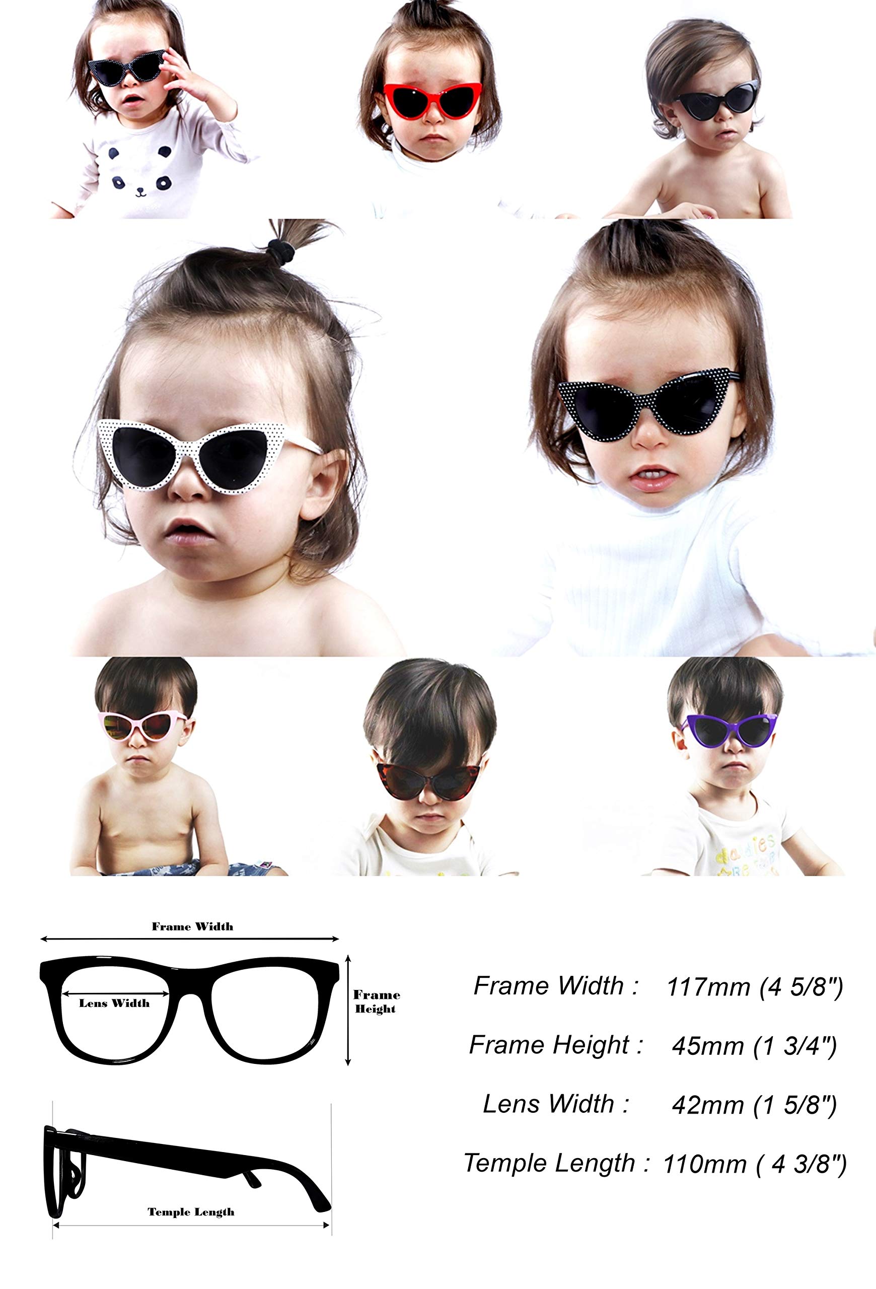 KD3136 Cateye Sonnenbrille für Babys, Kleinkinder, Alter 0–36 Monate, Schwarz (schwarz), Medium