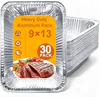 Formas de alumínio 22 x 33 – Formas descartáveis de meio tamanho médio para assar bolos no forno, assar peru, preparar alimentos, armazenar, congelar, irritar (pacote com 30)