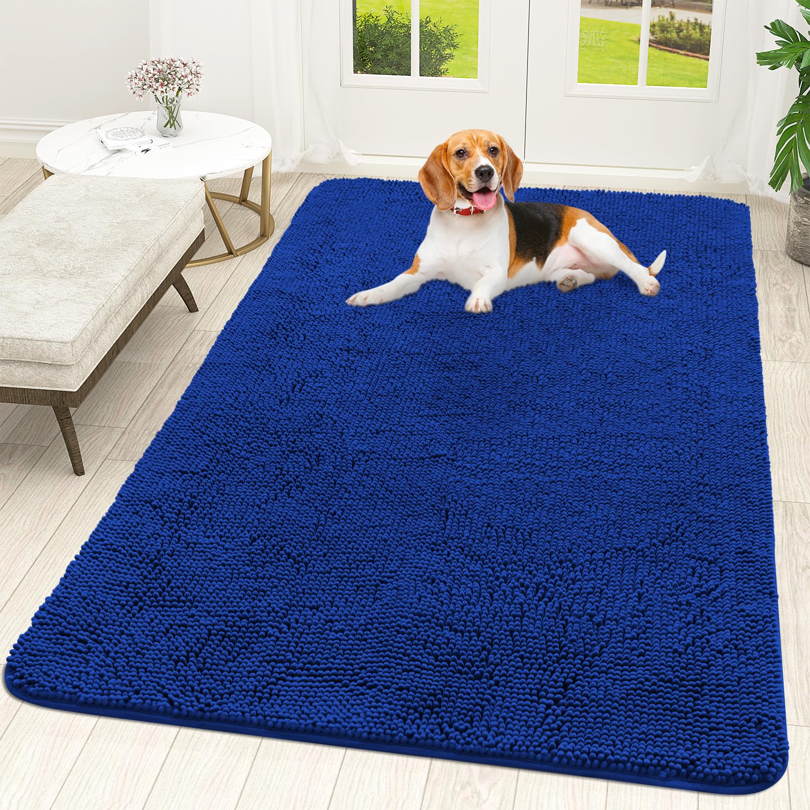 OLANLY Dog Doormat for Muddy Paws 59 x 35 cm, Absorbs Moisture and Dirt Absorbent Non-Slip Washable Door Mat, Quick Dry Chenille Mud Mat for Dogs โ image 1