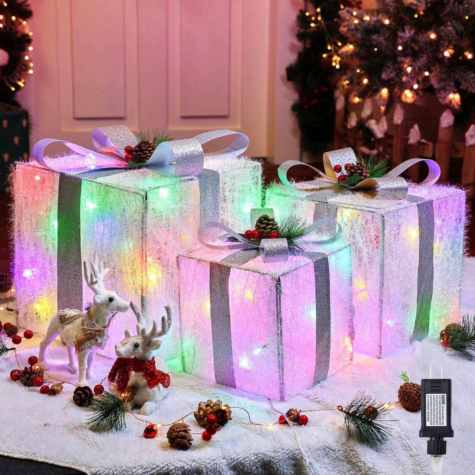 Christmas Present Lights Christmas Light Up Present Boxes Set Of 3 Battery  Operated Christmas Xmas Tree Parcel Lights Illuminated 55 LEDs Lights Small  Christmas Tree, image size:1600x1600