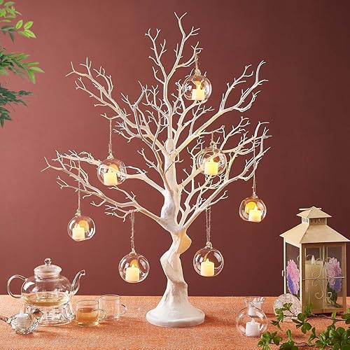 Panlaolao Decoraciones de Pascua, centro de mesa de árbol de Pascua blanco de 33 pulgadas para decoración de Pascua, ramas de árbol de manzanita