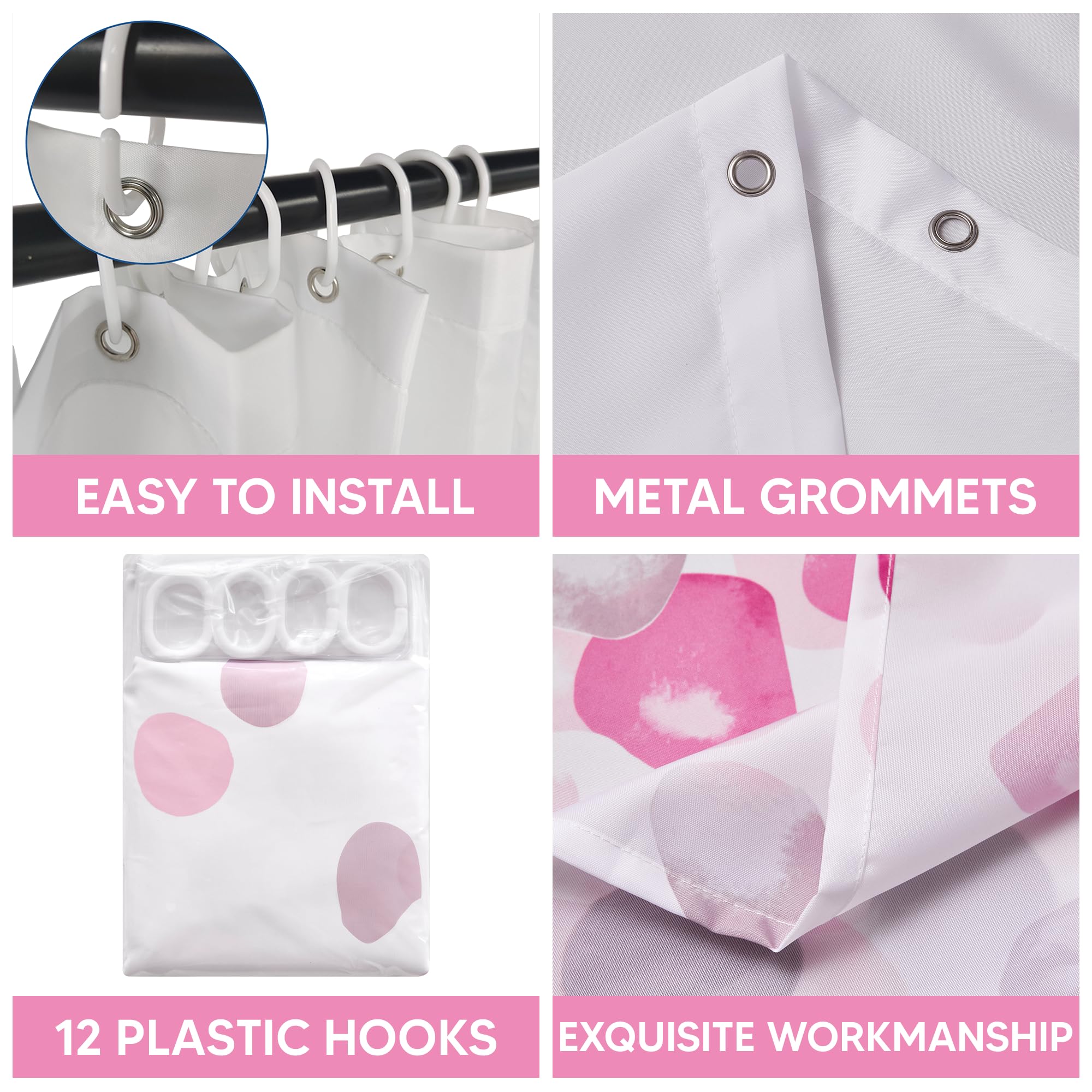 WedDecor Bathroom Shower Curtain Waterproof Mould Free Mildew Resistant - Image 4