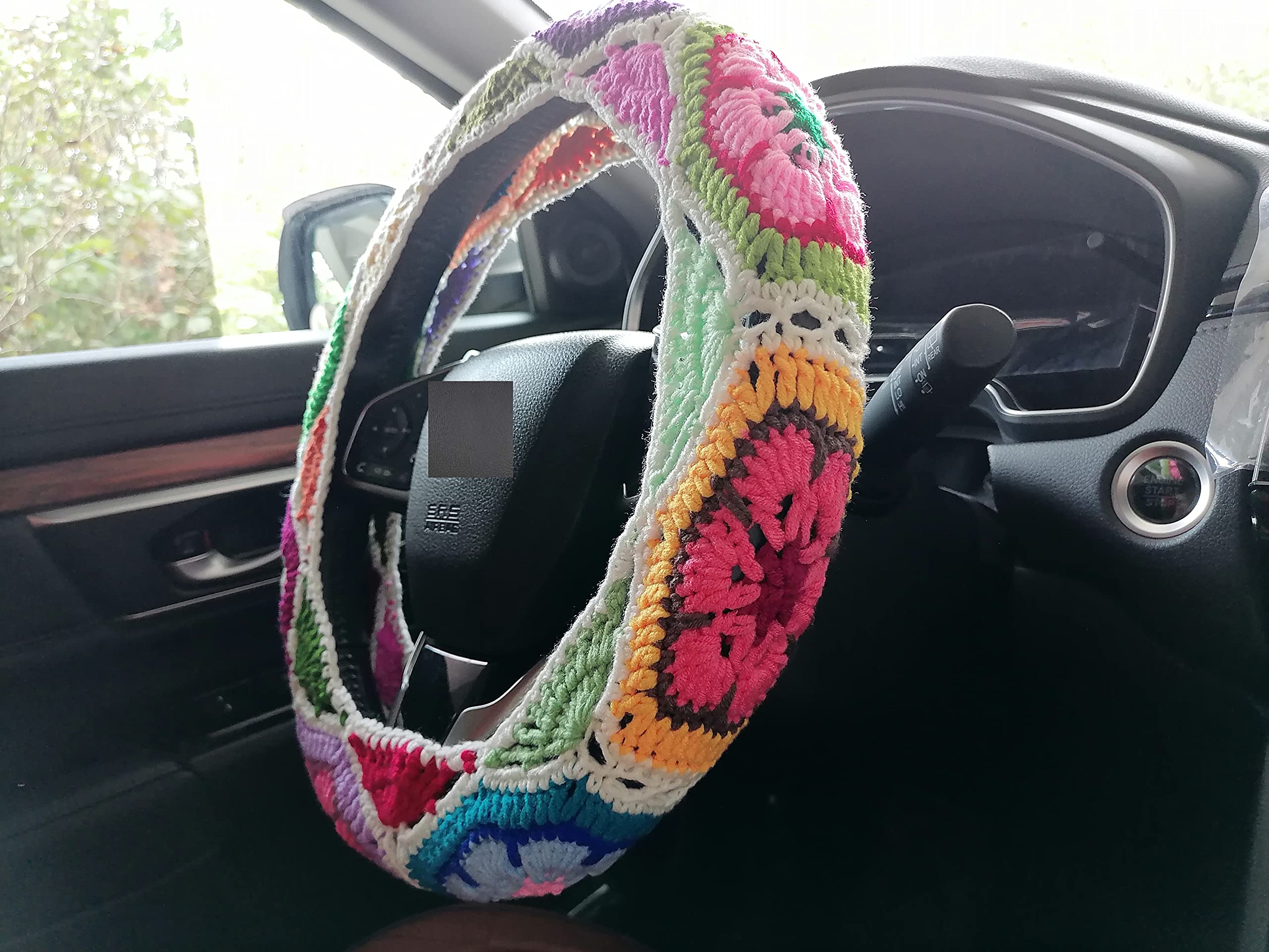 YDM Crochet Steering Wheel Cover,Sunflower Crochet Steering Wheel Cover,Galsang Flower Steering Wheel Cover for Women & Girl (Steering Wheel Cover)