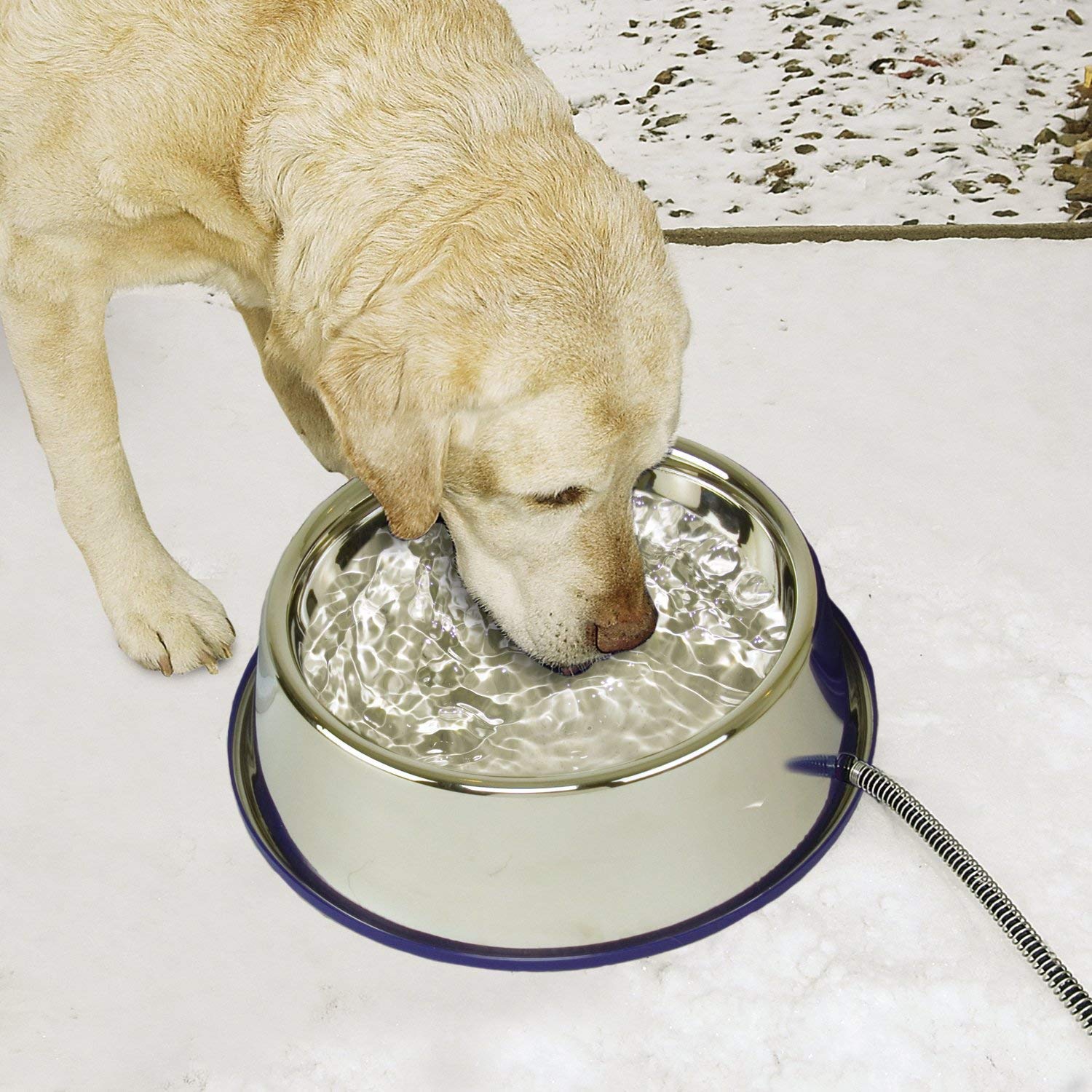 K&H Pet Products Thermal-Bowl - Cuenco de Agua para Gatos y Perros con calefacción al Aire Libre, Acero Inoxidable, 102 onzas