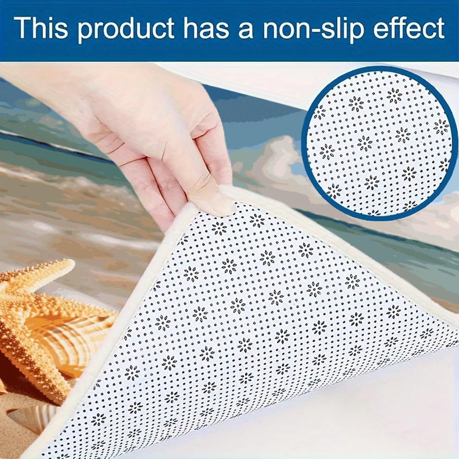 Seashells Starfish on Beach Kitchen Mats for Floor 2PCS Waterproof Non-Slip Kitchen Rugs Cushioned Anti-Fatigue Mat Heavy Duty Floor Mats Comfort Standing Mat for Kitchen Home Office Laundry