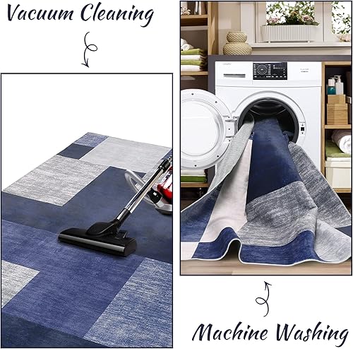 Miniatura 5 de FairOnly Alfombra moderna de pasillo lavable de 2 x 8 pulgadas, moderna, lavable, geométrica, antideslizante, no desprende pelusa, alfombra de