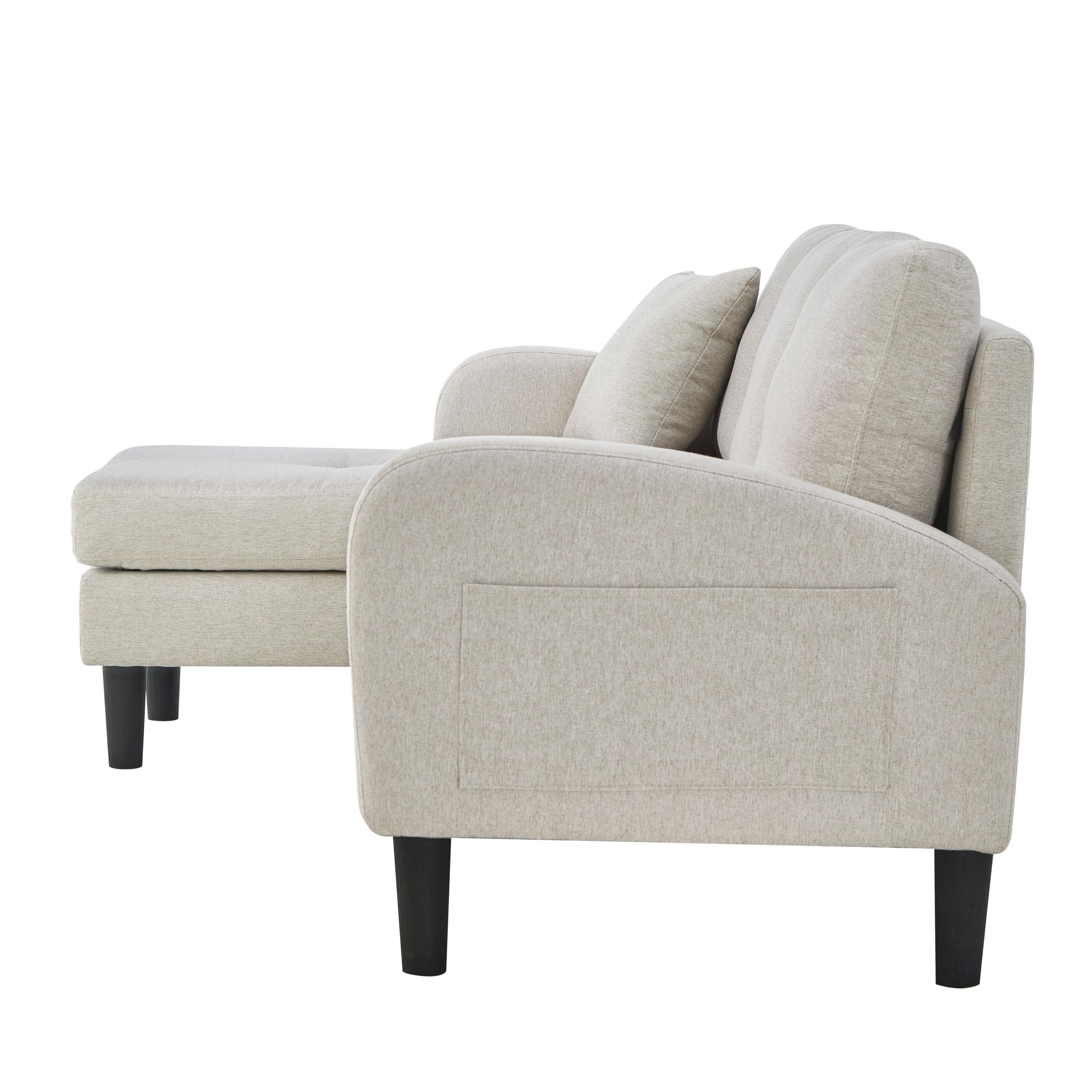 Divano ad angolo a forma di L 166x118x77 cm con chaise longue – Divano a 3 posti, tessuto di lino e cotone traspirante, gambe in plastica, design modulare, ideale per soggiorno, appartamenti e