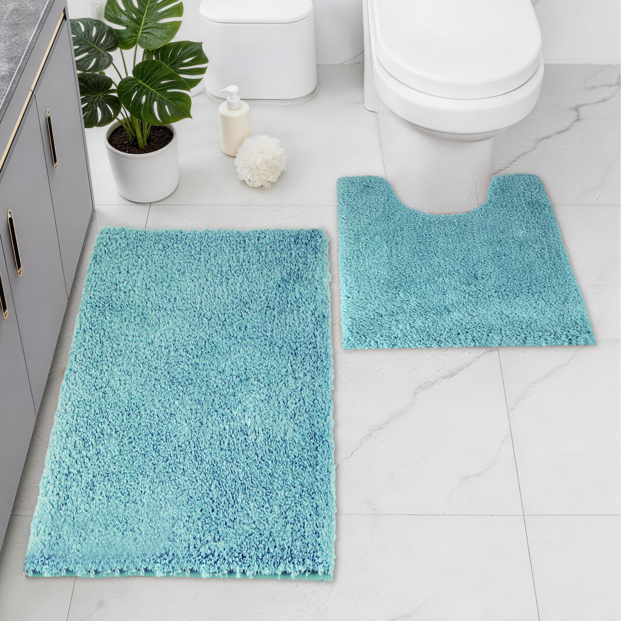 Baahrnom Microfibre Bath Mat Set, Non Slip Bathroom Mat Set 2 Piece โ image 1