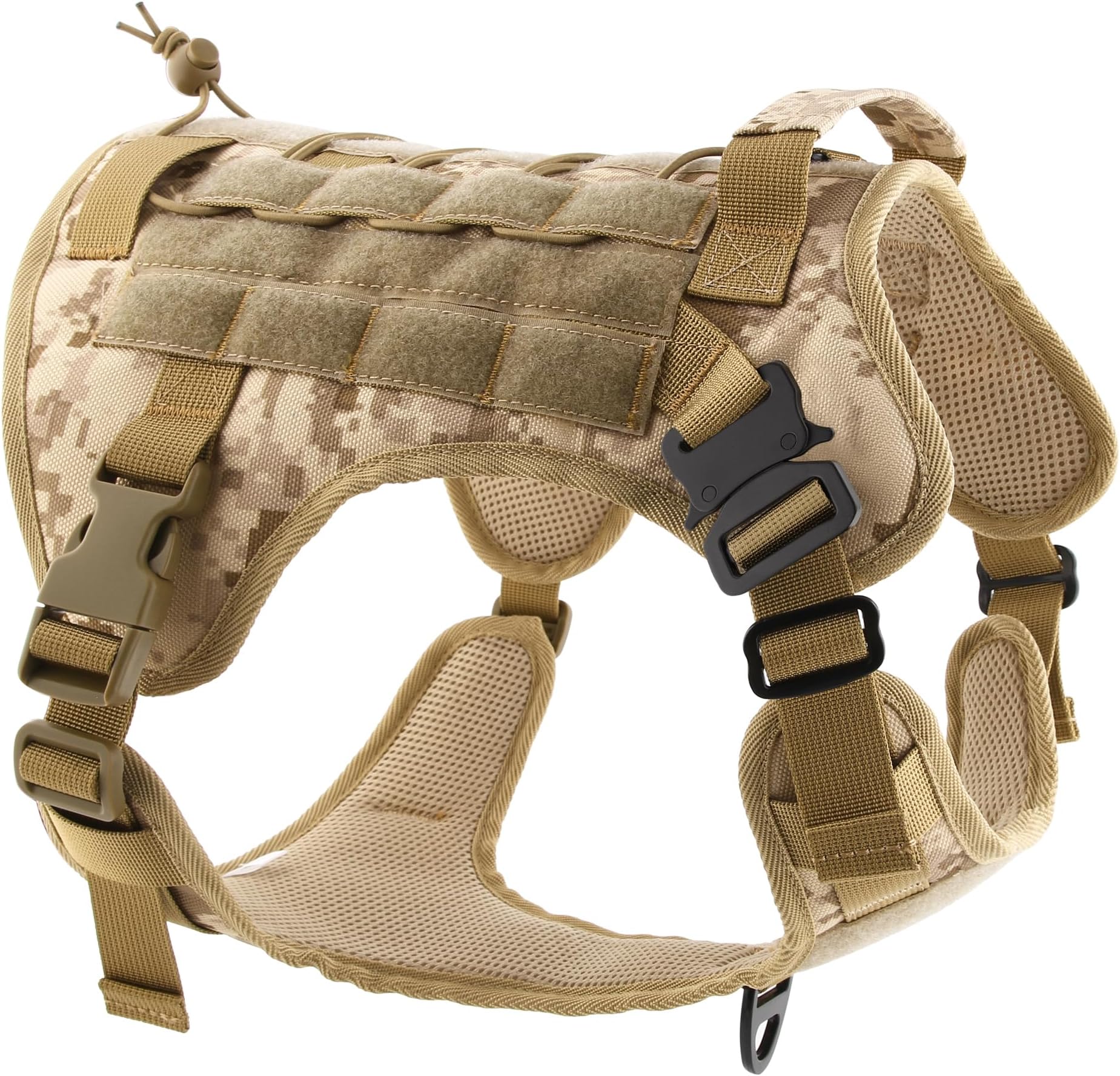 Tactical Dog Harness - No Pull Heavy Duty - Pet Body Vest with Military Standard Fabric - 2 Front Metal Buckles - Dog Belt for Training - Walking (Camouflage, X-Large)