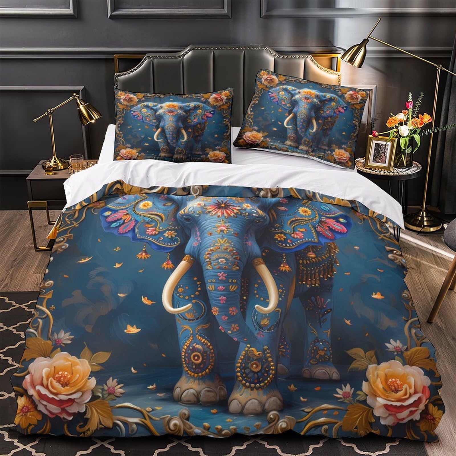 Parure de lit pissenlit 3D avec housse de couette microfibre 260x220cm pour lit Super King