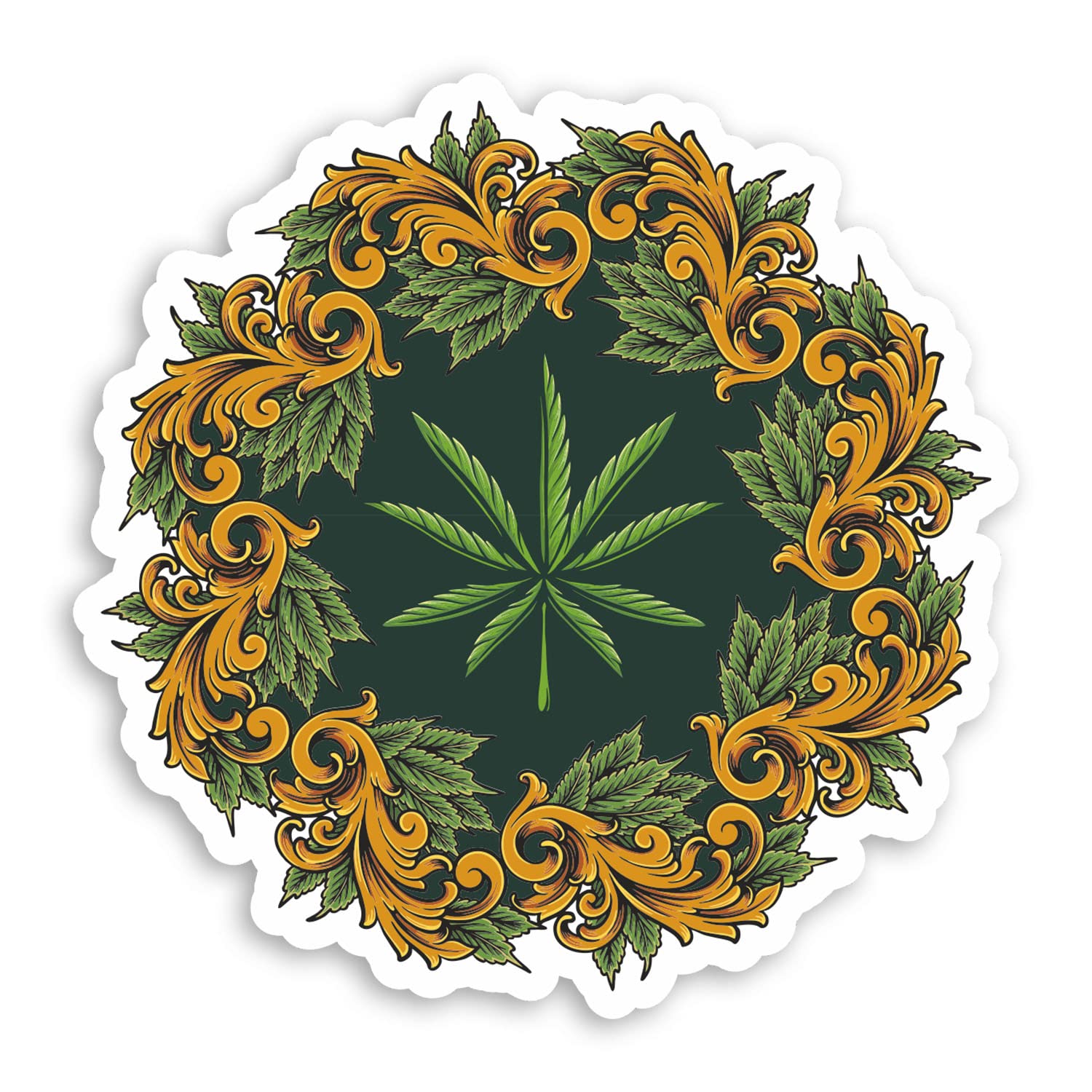 2 x 10cm Weed Mandala Vinyl Stickers - Cannabis Plant Dope Decal Sticker #70633