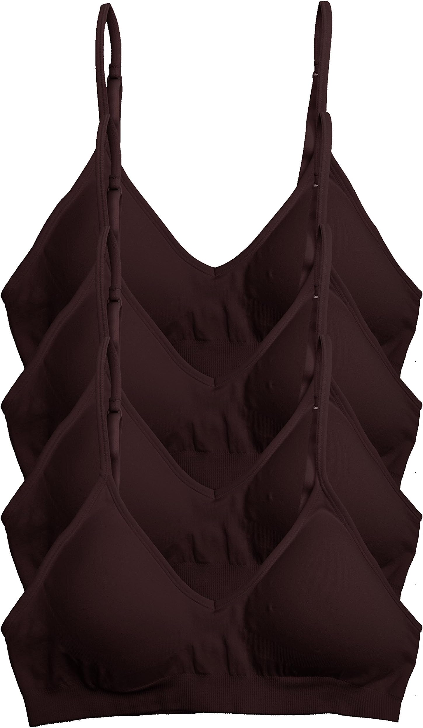 Caramel Cantina4 Pack V Neck Padded Bralette Adjustable Straps