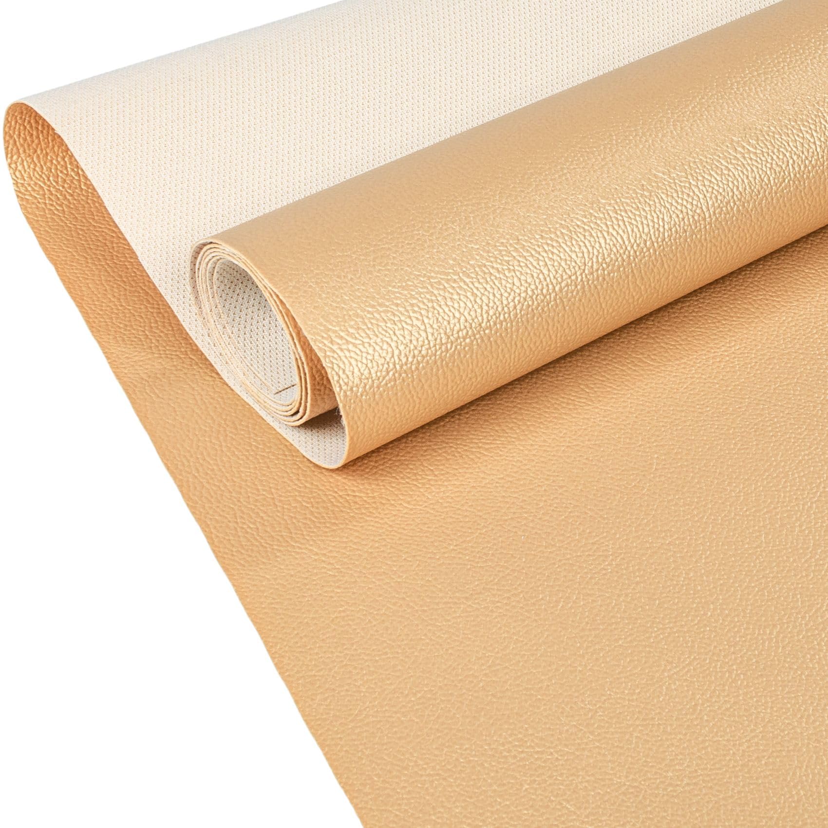 ANRO Tapicería de piel sintética con textura de napa, se vende por metros, color dorado metálico, 280 x 140 cm
