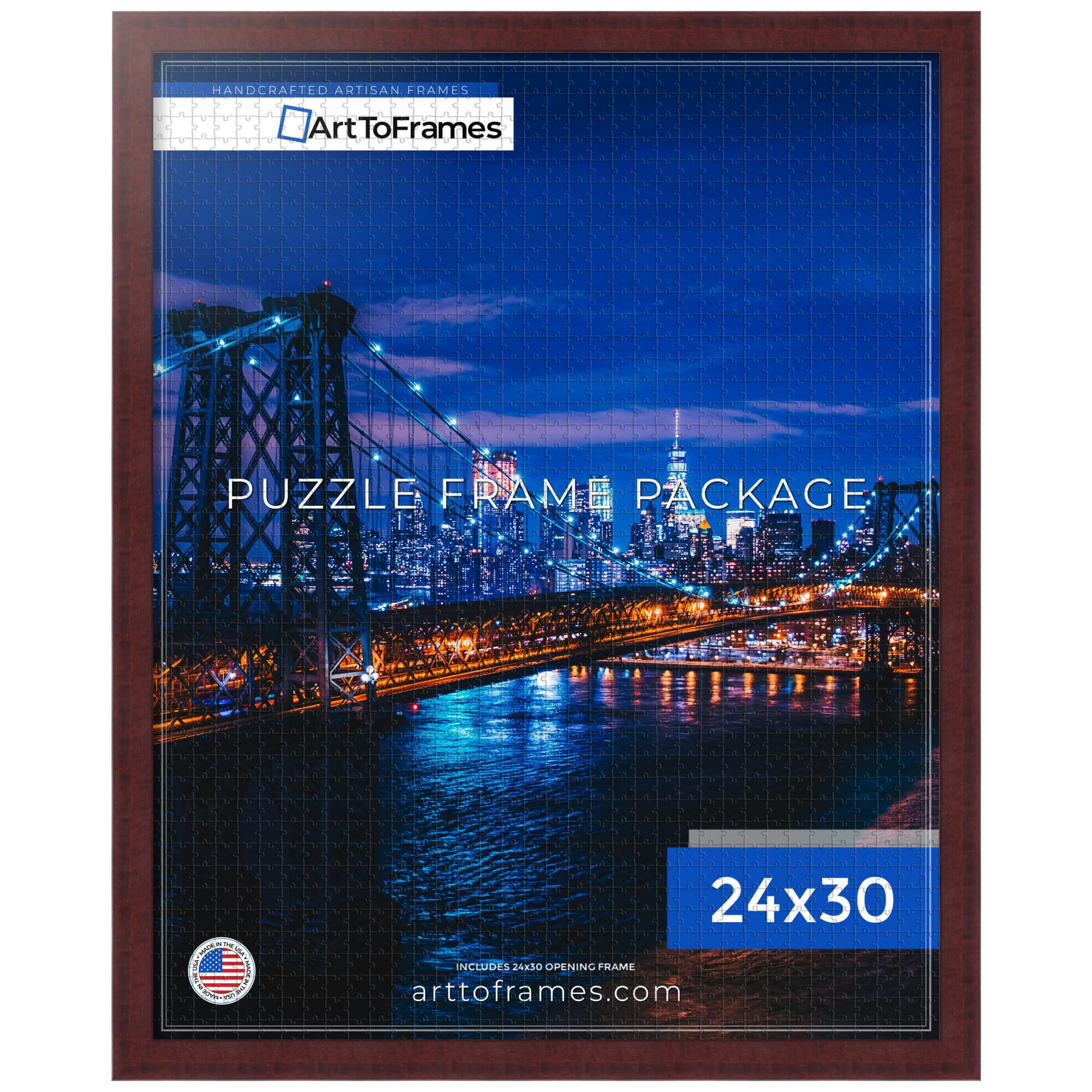 ArtToFrames 24x30 INCH/61x76.2 CM Red Frame for 1000 piece Puzzles.This 1.25 Inch Custom MDF Puzzle Frame is Cherry - Comes with Economy Acrylic (