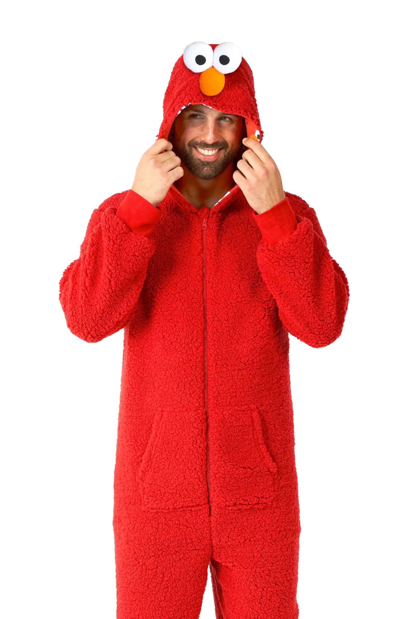 OppoSuits Einteiler für Erwachsene, Unisex – Sesamstraße, einteiliger Pyjama – lockere Passform – inklusive Taschen