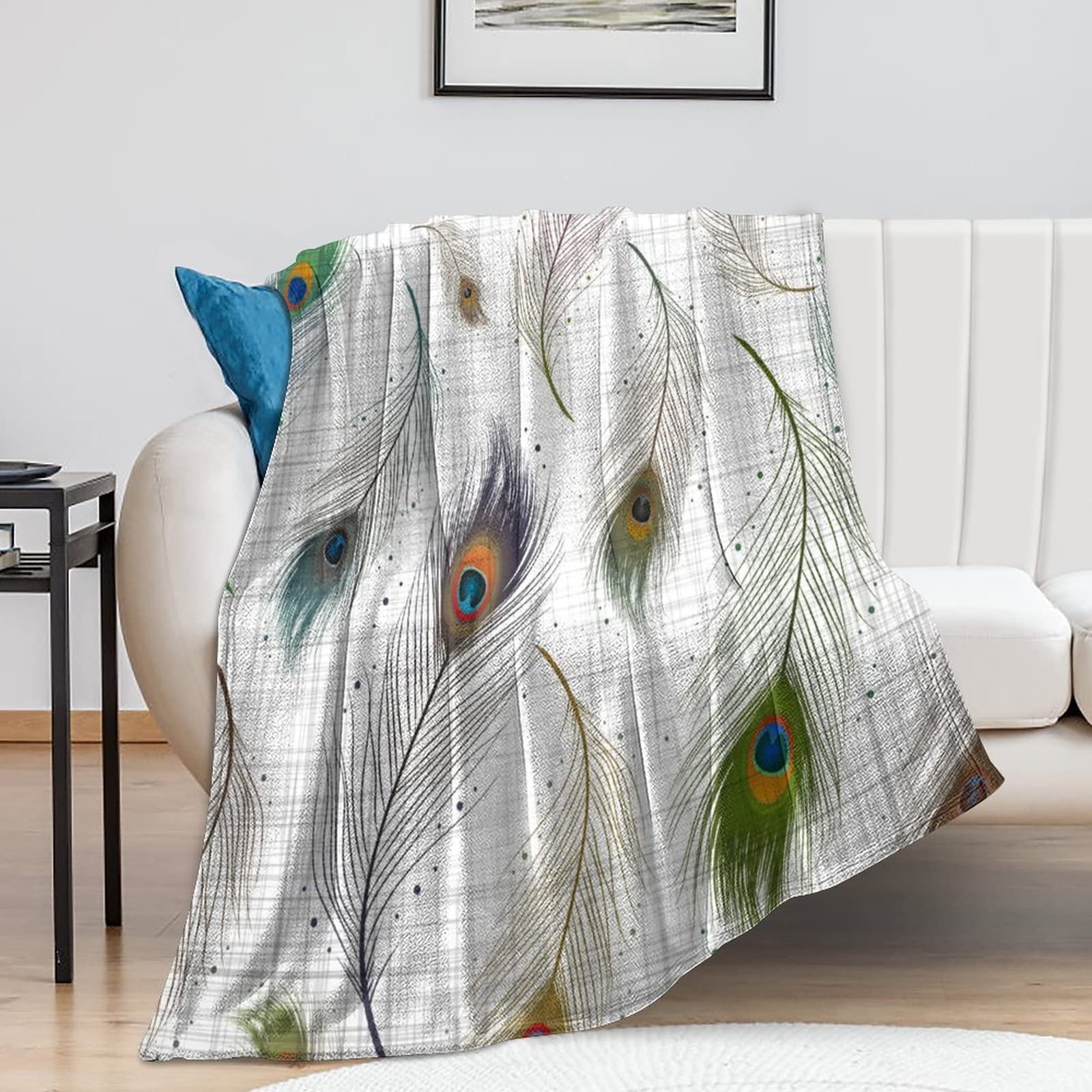 Couverture paon en peluche : cadeau de pendaison de crémaillère idéal