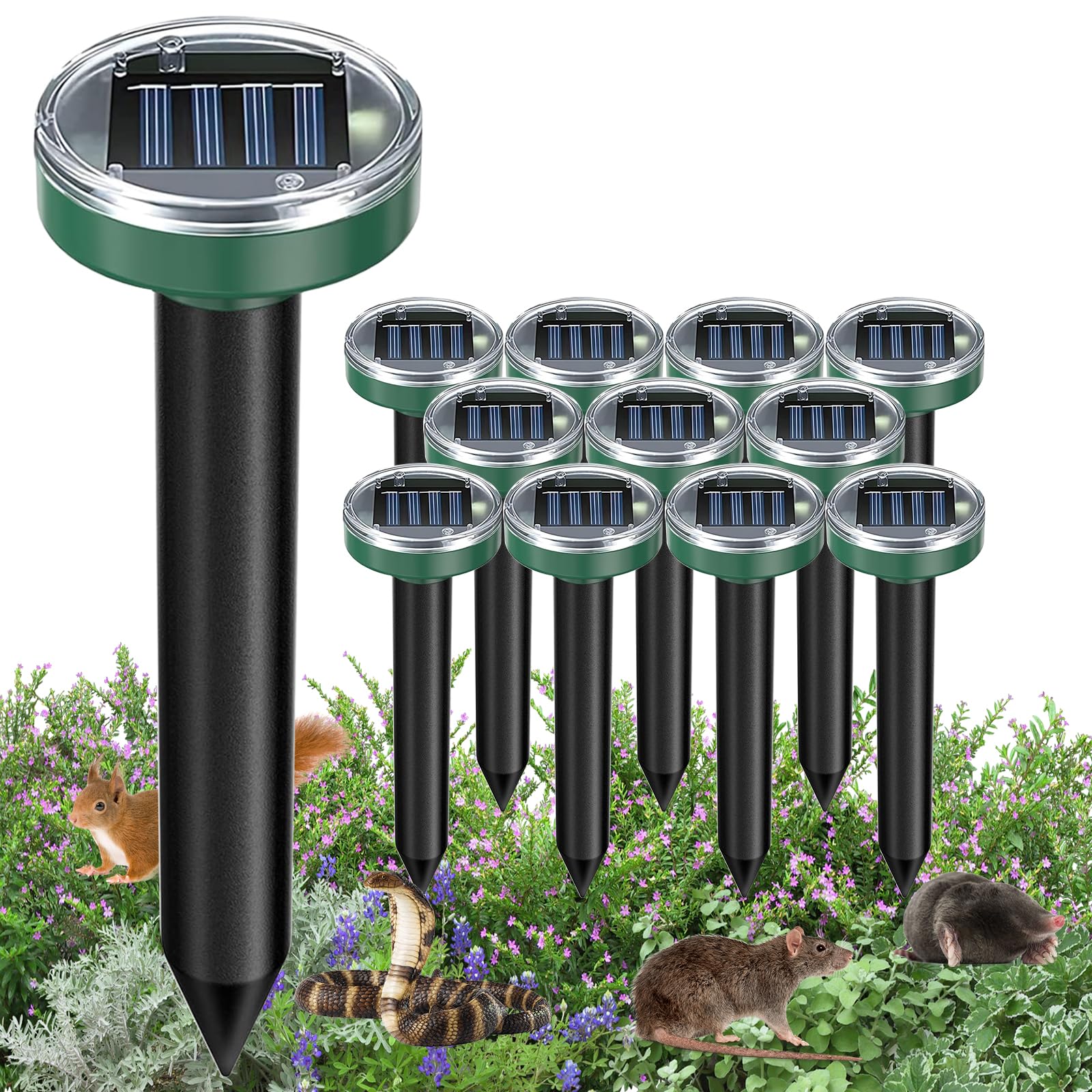 Photo 1 of 12Pcs Snake Repellent for Yard, Mole Repellent, Solar Ultrasonic Groundhog Gopher, Skunk, Vole, Rabbit, Rodent,Repellent Outdoor for Lawn Garden & Yard