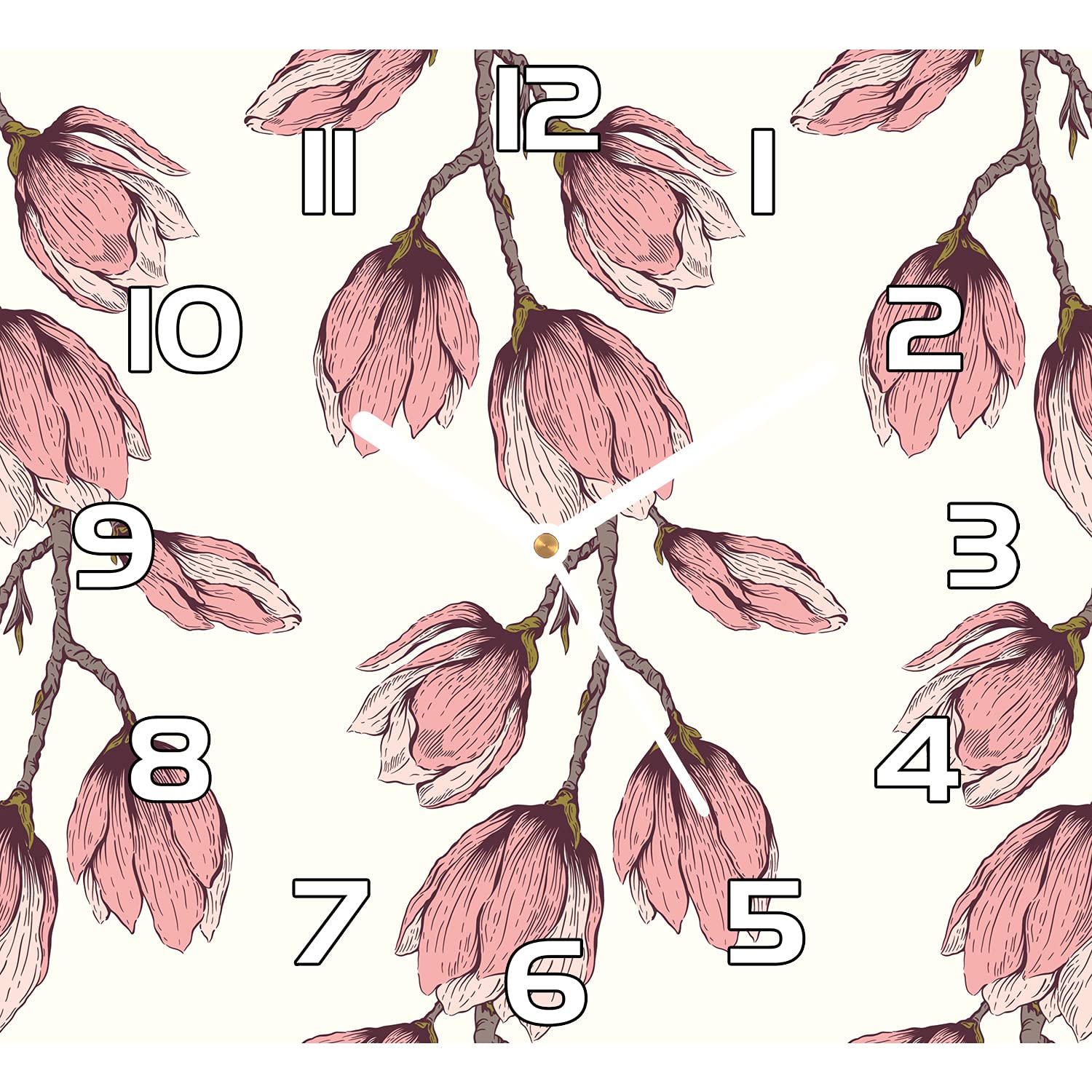 Horloge murale cuisine et salon moderne en verre de sécurité 30x30 cm Coloray floral