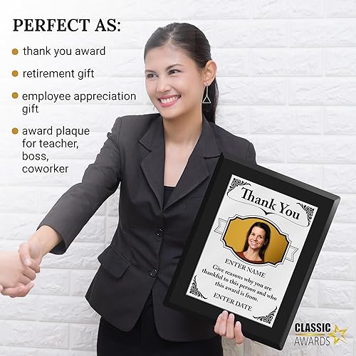 Miniatura 4 de Placa personalizada con el premio de agradecimiento  Impresión a todo color  Añade tu propio texto y carga de fotos  Disponible en 9 tamaños  3