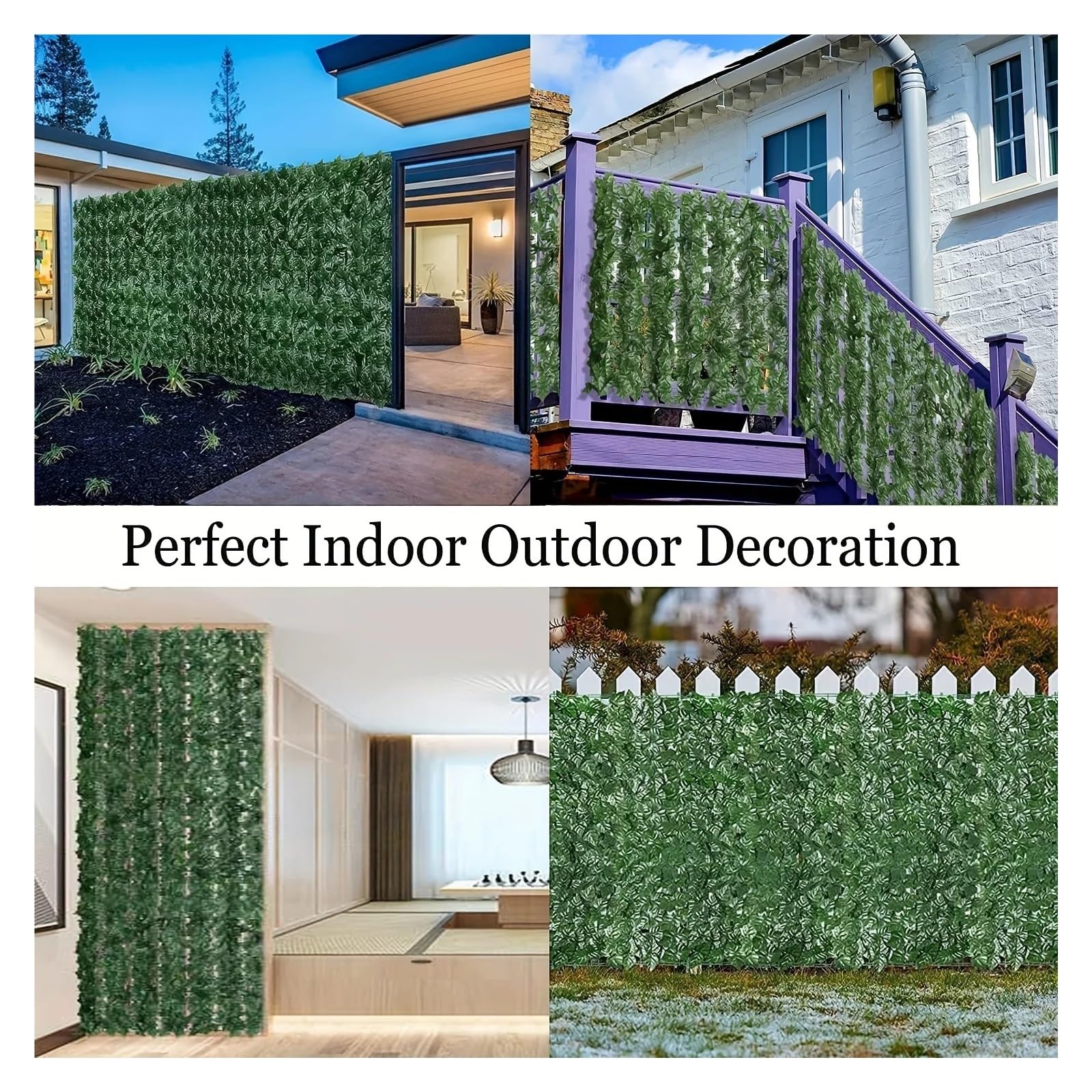 Valla retráctil de Hiedra Artificial de 3 Metros for privacidad - Pantalla de Hojas Verdes for Patio, Ideal for Balcones y Paredes Exteriores