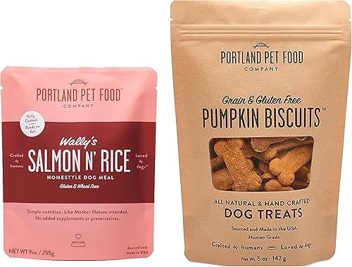 Miniatura 1 de Portland Pet Food Company Multipack (1 bolsa de comida y 1 paquete de galletas) - Wally's - Paquete combinado de galletas de calabaza sin granos y