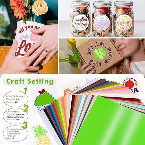 Miniatura 3 de Gatichetta Paquetes de vinilo autoadhesivo mate de 12 x 12 pulgadas, paquete de 30 hojas de vinilo permanente para proyectos de bricolaje,