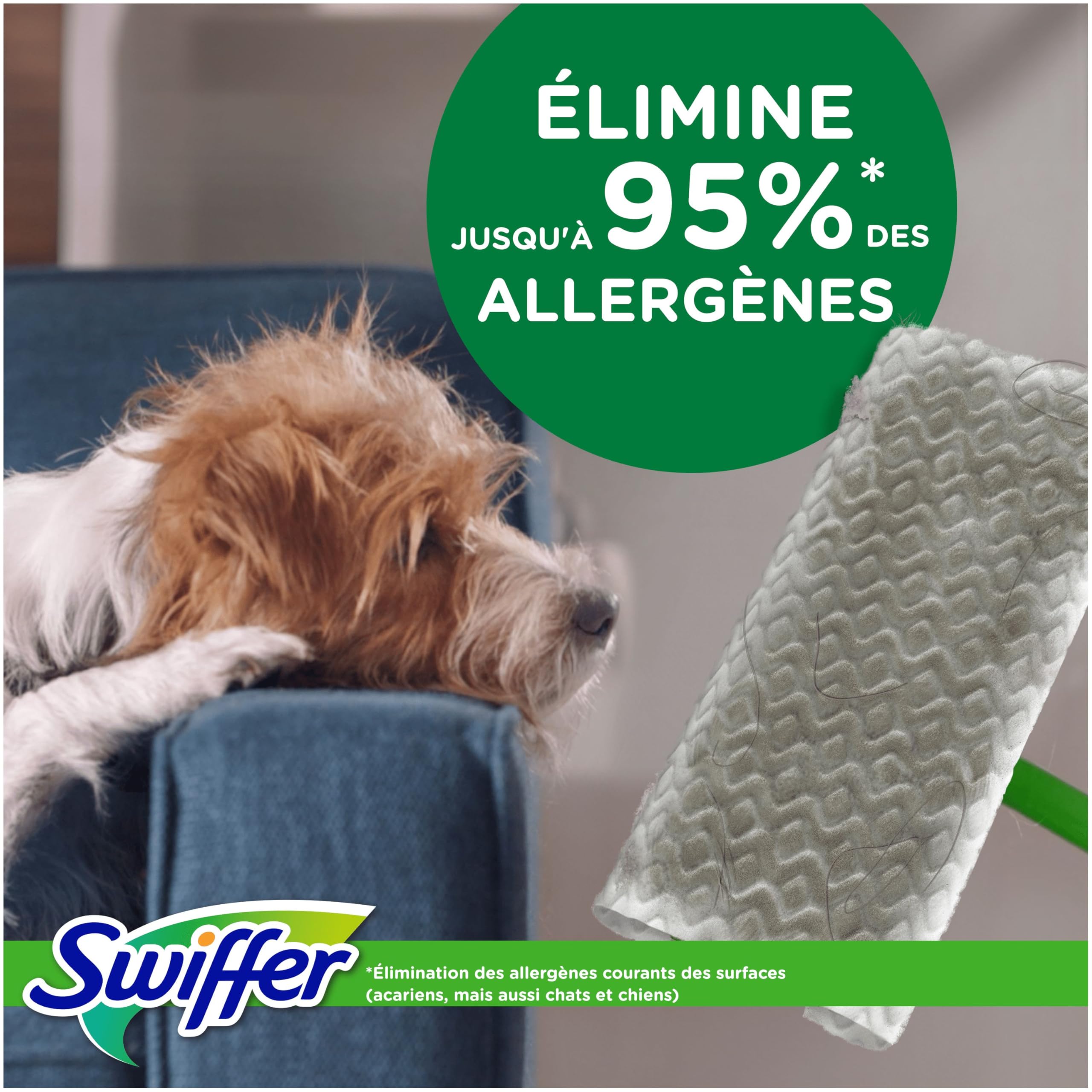 Swiffer Lingettes Balai Attrape-Poussière Sèches & Humides x123 | Attrape et retient 3x plus de poussière. Pour poils d'animaux.